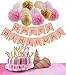 Happy Birthday Decorations Pink And Gold Banner With Paper Flowers Pom Poms For Flamingo Party Supplies