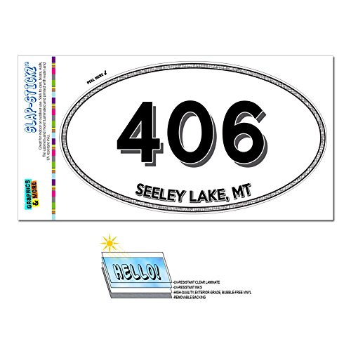 Graphics and More Area Code Oval Window Laminated Sticker 406 Montana MT Park City - Silver Gate - Seeley Lake