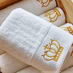 MYC Juego de Toallas de Hotel de algodón Blanco Bordado Toallas de Cara