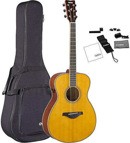Yamaha FS-TA VT TransAcoustic Concert Acoustic-Electric Guitar Vintage Tint with FREE Premium Gig Bag, Tuner, Strap, Guitar Picks, String Winder, and Polishing Cloth