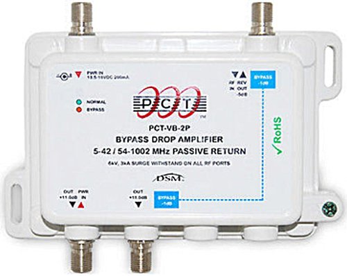 PCT 2-Port Passive Return Cable TV Splitter Signal Booster/Amplifier With VoIP Telephone Bypass Feature