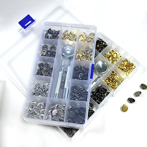 40 Sets Brass Snap Fasteners Snaps Button Press Studs with 2 Pieces Fixing Tools (17mm)