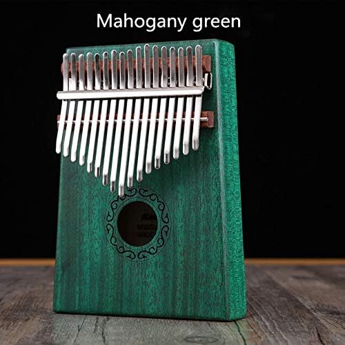 10-17 Keys Kalimba Mahogany Acacia Acoustic Thumb Piano Easy Gift for Music Fans Kids Adults Toy Musical Instrument with Tuning Hammer, Cloth Bag and key stickers (17 Mahogany, green)