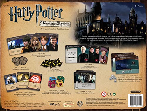 USAOPOLY HARRY POTTER HOGWARTS BATTLE COOPERATIVE DECK BUILDING CARD GAME | OFFICIAL LICENSED MERCHANDISE BOARD GREAT GIFT FOR FANS MOVIE ARTWORK FOR 132 MONTHS TO 1188 MONTHS