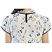 Soly Tech Women Retro Floral Print Chiffon Blouse Ruffled Collar Work Shirt Tops