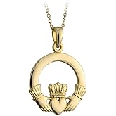 Claddagh Necklace Gold Plated Large Made in Ireland