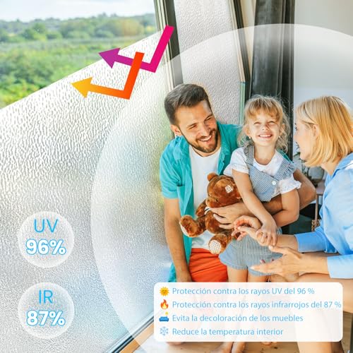 Zindoo Vinyl Adhesive Glass Opaque Wavy Pattern 59.5 × 200 cm Privacy Protection Anti UV Self-Adhesive for Bedroom, Living Room, Dining Room, Kitchen