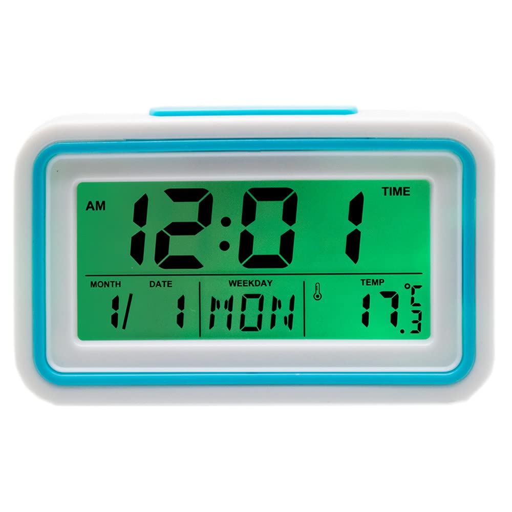 English Talking Alarm Clock with Date, Day and Temperature, for Low Vision or Blind (Blue)