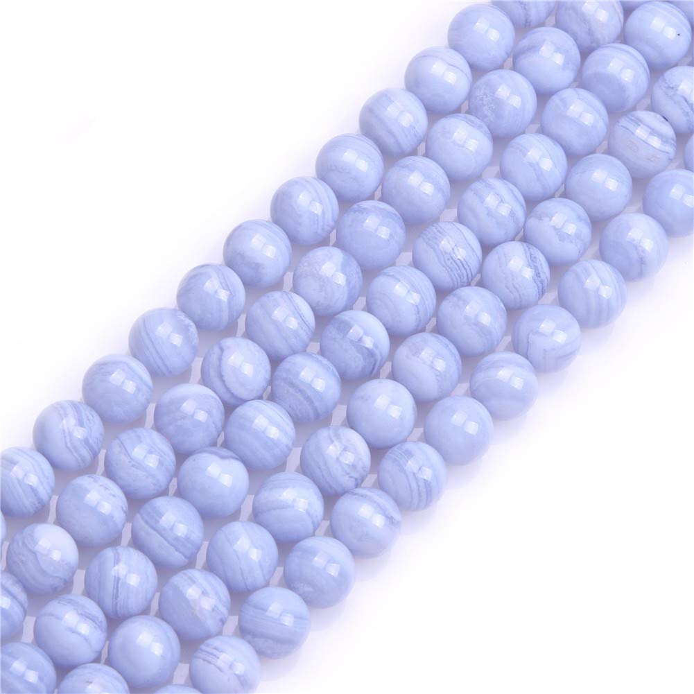 GEM-Inside Natural AA Grade 10mm Blue Chalcedony Round Gemstone Semi Precious Loose Beads for Jewellery Making 15''