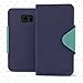 Galaxy S6 Edge Case - Cellto Premium Wallet with HD Screen Protector [Reversible Magnetic Closure] Diary Cover w/ Card Slots Top Quality & Stand in Multiple Angles + Life Time Warranty - Navy Blue / Mint