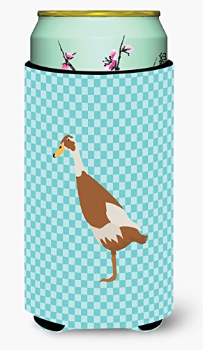 Caroline's Treasures BB8039TBC Indian Runner Duck Blue Check Tall Boy Hugger Ca…