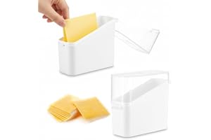 2-Pack Airtight Sliced Cheese Containers for Refrigerator, White Food Storage Holders with Clear Lids to Keep Cheese Fresh - 