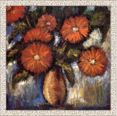 オレンジPoppies I by Tina &ndash; 24 x 24インチ &ndash; アートプリントポスター LE_200772-F9711-24x24  Ornate White Frame B01NCYLY9B