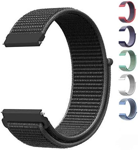 Cooldot 22mm Woven Nylon Sport Breathable Loop Watch Strap, Compatible with Gear S3 Frontier/Classic Smart Watch/Galaxy Watch 46mm for Men Women Smart Watch (Black, 22mm)