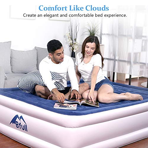 BFULL Air Mattress Thicken Inflatable No Leakage Airbed Portable Inflatable Mattress with Built-in Electric Pump,Durable,Easy to Store, Install,80 x 60 x 18 in,Air Mattress Queen Size,Blue - Thumbnail 3