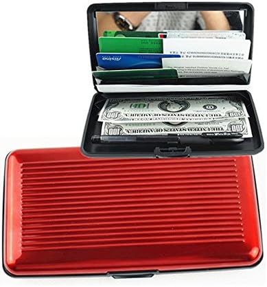 Slim Business ID Credit Card Wallet Holder Aluminum Metal Pocket Case Box Purse (Red)