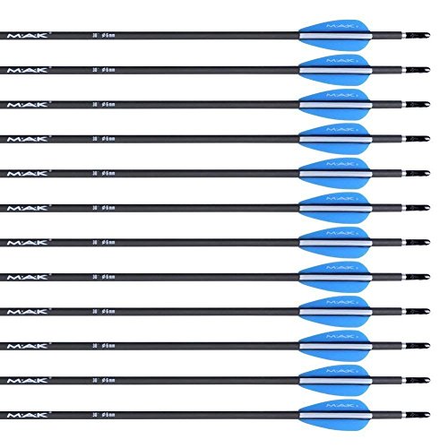 M.A.K [Carbon Arrows] 28-Inch 0.236 inch Diameter Outdoor Target Practice Archery Hunting Arrows with Adjustable Nocks for Compound & Recuve Bow(Pack of 12) - Thumbnail 5