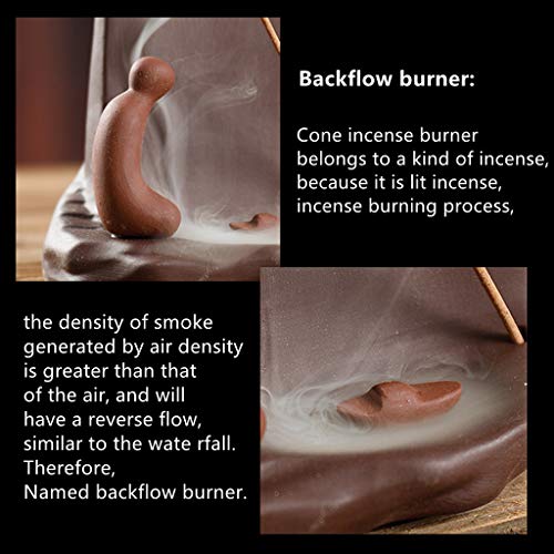 Backflow Ceramic Incense Holder Waterfall Incense Burner with 50 Backflow Incense Cones 40 Incense Sticks 1 Tweezers 1 Pad, Mountain Tower Censer Aromatherapy Ornament Home Decor