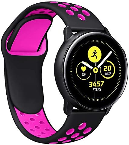 Galaxy Watch Active 40mm / Active 2 40mm&44mm Bands, Galaxy 42mm Bands, Auswaur 20mm Silicone Sports Replacement Strap Wristband for Gear Sport/Garmin VivoActive 3/Ticwatch 2/E - Black Rose Red
