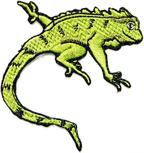 Pura Vida Monkey Lizard Crocodile Snake Dolphin Frog Toucan Bird Wild Animal Patch Sew Iron on Embroidered Applique Fabric Motif Cloth Decoration DIY Costume (Lizard (3"wide x 2.75"tall))