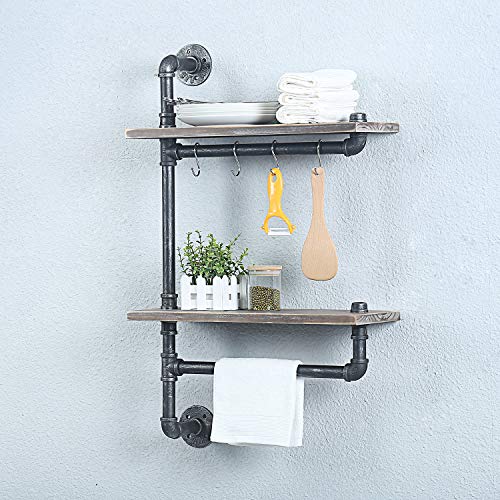 MBQQ 2Tiered Industrial Pipe Bathroom Shelves Wall Mounted,Rustic 19.6