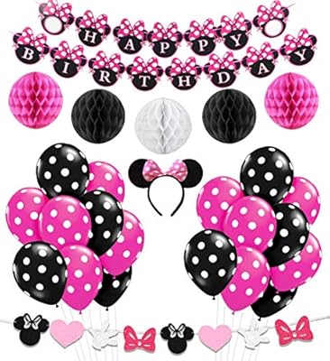 Minnie Theme Party Decorations Supplies Pink Minnie Ears Birthday