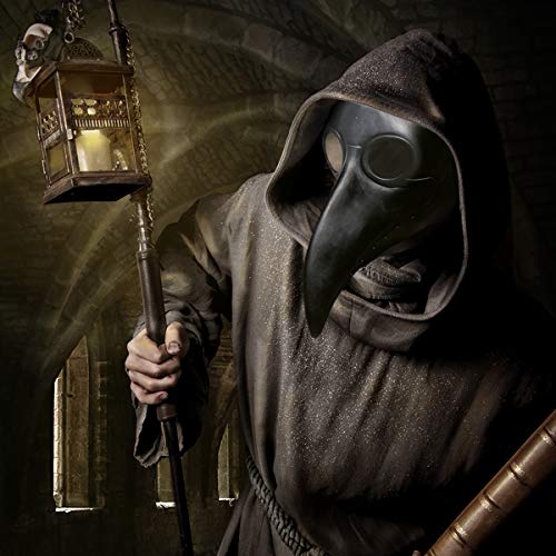 Townshine Plague Doctor Bird Mask Latex Long Nose Beak Cosplay Steampunk Halloween Mask Costume Props Black