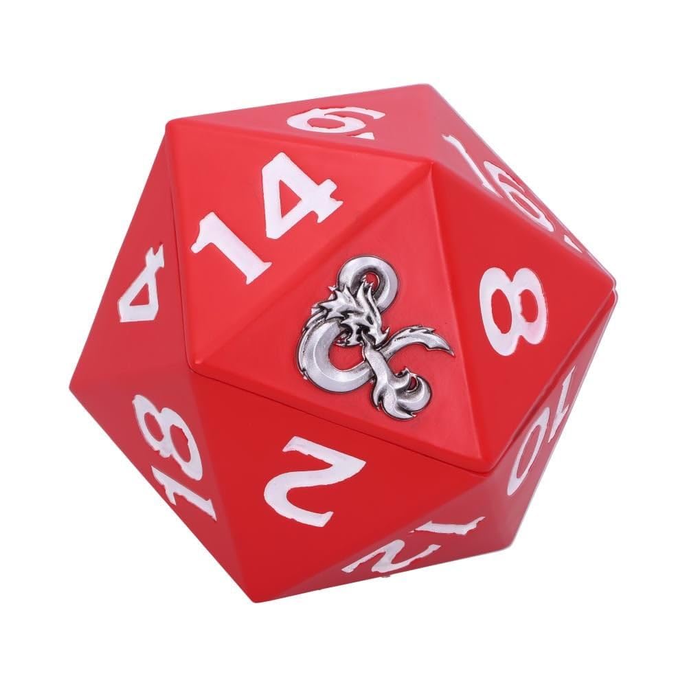 Nemesis Now Dungeons & Dragons D20 Dice Storage Box, 13.5cm, Resin, Red, Officially Licensed D&D Merchandise, D20 20 Sided Dice Box, Cast in the Finest Resin, Expertly Hand-Painted