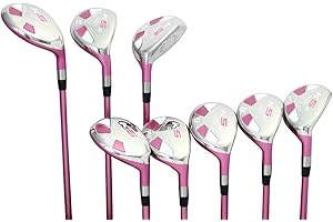 Majek Pink Petite Senior Ladies Golf Hybrids Irons Set New Senior Petite Women Best All True Hybrid Ultra Light Weight Forgiving Fuchsia Package Includes 4 5 6 7 8 9 PW SW All Lady Flex Utility Clubs