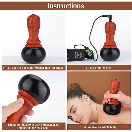 TERRIFI Electric Hot Stones Massage Kit with Temperature Control, Includes Natural Bian Stone Gua Sha Scraping Massage Tools, Ideal for SPA, Relaxation, Pain Relief and Massage Treatments