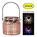 Solar Mercury Glass Mason Jars – 2 Pack SUNWIND Solar Rotating Table Lights with Color Changing Mode and White Mode Outdoor Hanging Lights for Garden, Patio, Home Decoration (Bronze)