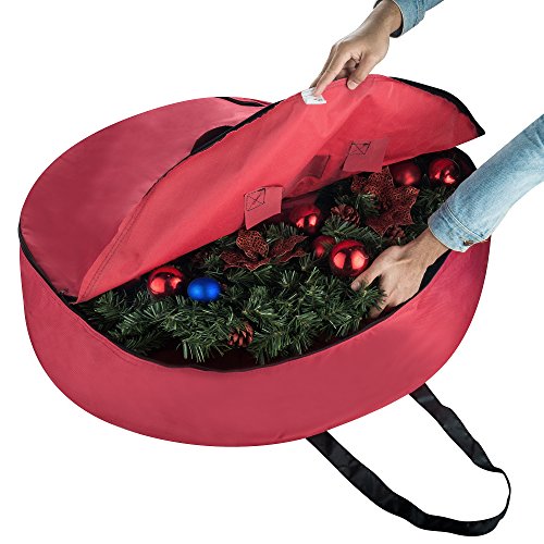 Tiny Tim Totes 83-DT5578 Premium Holiday Christmas Bag with Bonus Center Storage | 36" Wreaths, inch, Red