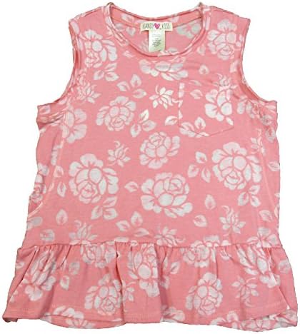 Kandy Kiss Big Girls' (7-16) Floral Print Peplum Top Pink Icing X-Large