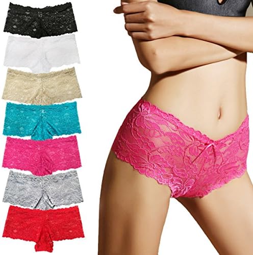 U sweet 7-pack Boyshort panties Women Sexy Lace fun Underwear - Briefs Ladies Knickers Womens Triangle thong All code (L, 711b)