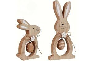 2-Pack Wooden Easter Table Centerpiece - Bunny, Eggs & Flower Decor for Easter Dinner, Parties, and Year-Round Home Decor