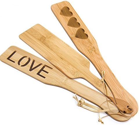 EYLEER 14.1" Bamboo Wood Greek Fraternity Sorority Spanking Paddle Whip Slapper for Adults Couples Role Play Cosplay(Love Pattern)