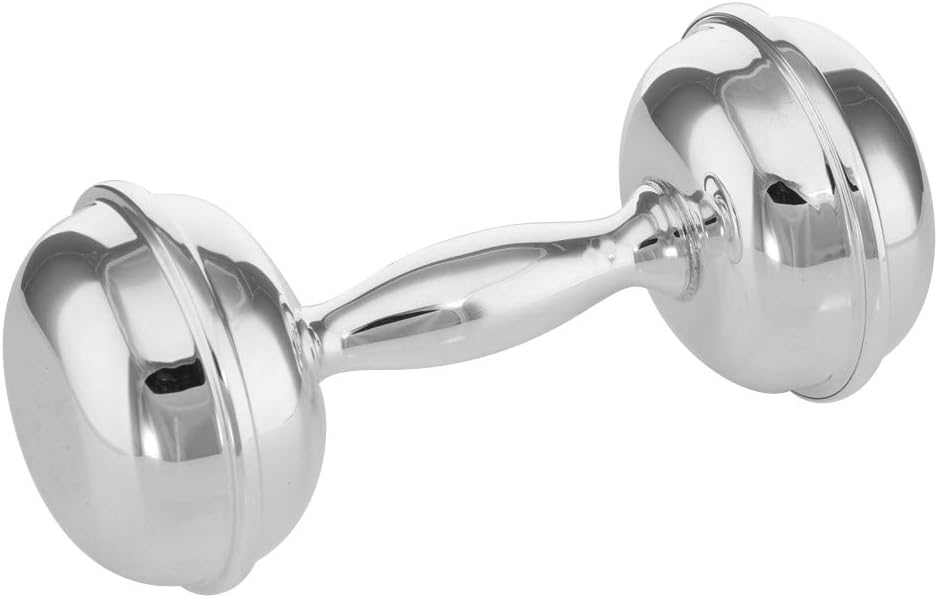 Dumbbell Sterling Silver Rattle - Engravable - USA made