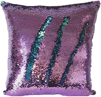 Menglihua Sequins Mermaid Pillowcases Magical Color Changing Reversible Paillette Square Throw Pillow Covers B BluePurple 40 40CM