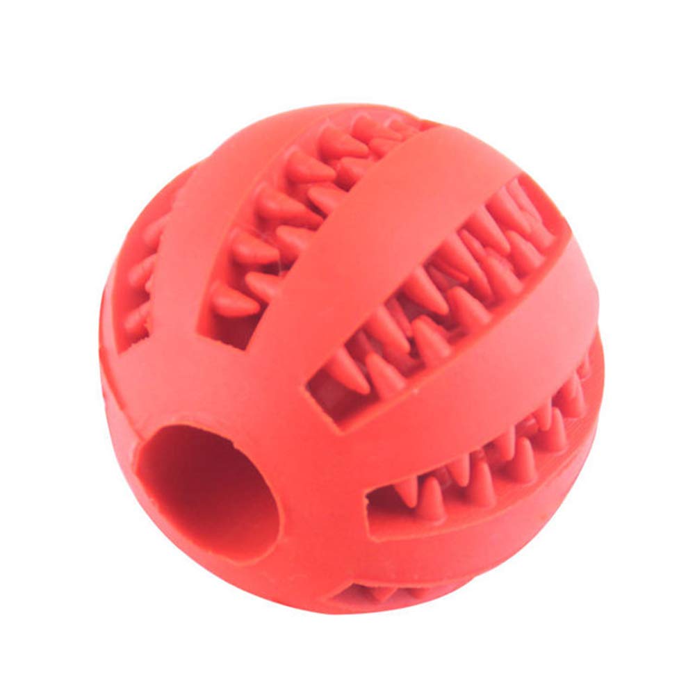dingdang Interactive Dog Cat Pet Molar Treat Toy Ball for Tooth Cleaning,Bite Resistant Rubber Chew Ball IQ Training Ball Puzzle Toys for Pet Dogs Puppy Cat (5 cm, Red)