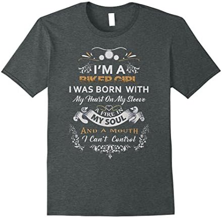 Men's Biker girl fire in my soul tshirt Large Dark Heather