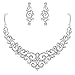 EVER FAITH Women's Crystal Gorgeous Floral Vine Bridal Necklace Earrings Set Clear Silver-Tone