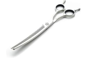 Moontay Professional 7.0" Dog Grooming Chunkers Scissors, Upward Curved Pets Grooming Thinning/Blending Shears - Japan 440C Stainless Steel for Pet Groomers or Family DIY Use