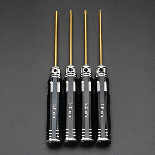 Click Here to See More Images Letbo New Drillpro 4pcs 1.5/2.0/2.5/3.0mm Hex Screwdriver Bit HSS Titanium Coated Repair Tool Set