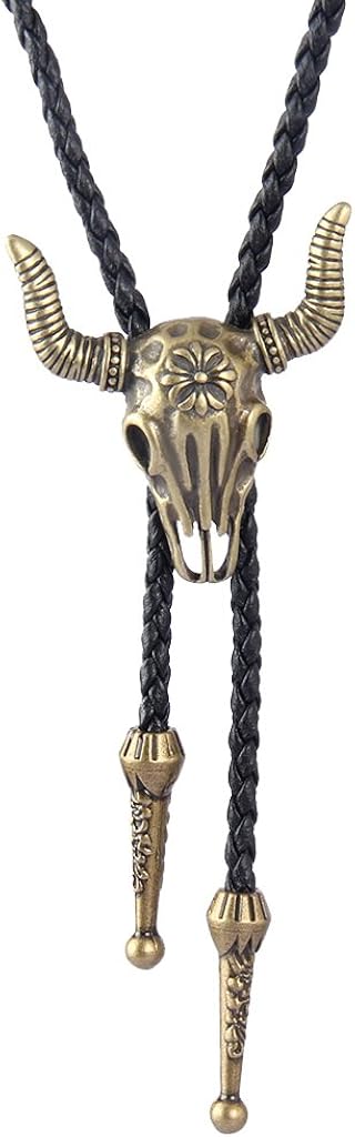 GelConnie Native American Bolo Tie Rodeo Cowboy Leather Necktie Western Necklace Costume Accessories for Men, Women