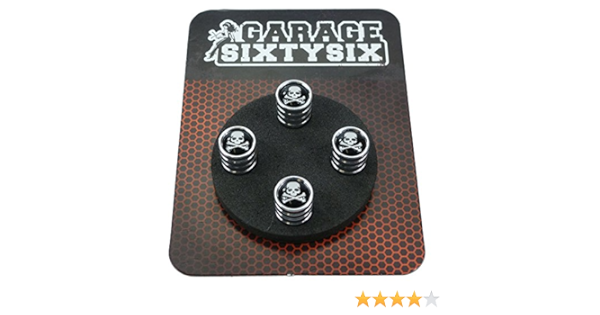 Garage-SixtySix 4 tapones de válvula de calavera con huesos en cromo/modelo: Detroit