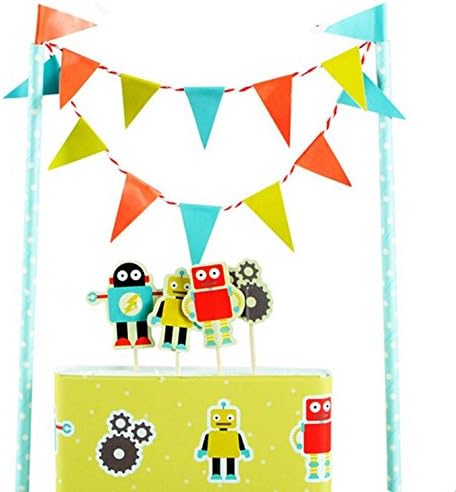 ADELEWAYS Cocktail Sticks Party Frilled Toothpicks Sandwich Appetizer Cocktail Cake Cupcake Picks Party Supplies Plates Picks Flags Banner Robots