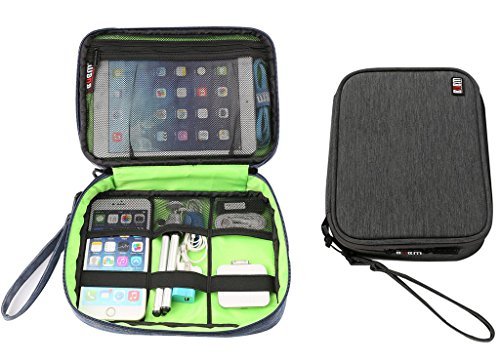 BUBM Nylon Waterproof Portable Electronics and Electronic Accessories Travel Case Travel Organizer Drive Case Cosmetic Purse Portable Drive Case Small Bag Case for Electronics (Grey)