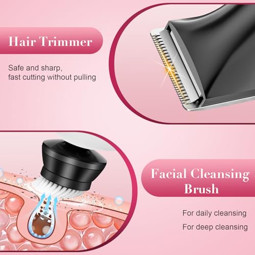 3-in-1 Electric Razors for Women, 7D Hypoallergenic Blades, Painless Shaver | With Facial Brush & Trimmer, IPX7 Waterproof Wet & Dry, USB-C Fast Charge, LED Display, For Face, Legs, Arms and Bikini Area