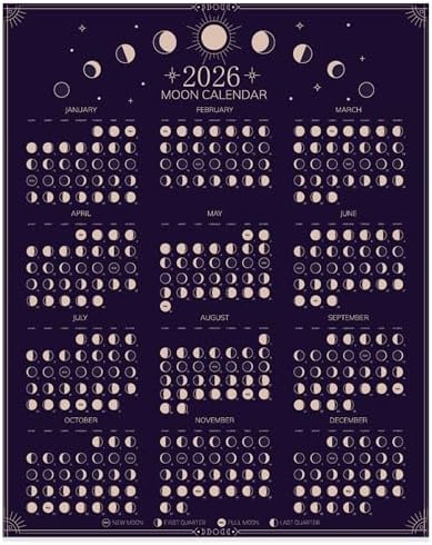 2026 Moon Calendar Card (5 pack): Lunar Phases, Eclipses, and More