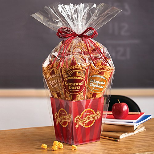 Popcornopolis Gourmet Popcorn 5 cone Gift Basket Classic Including
